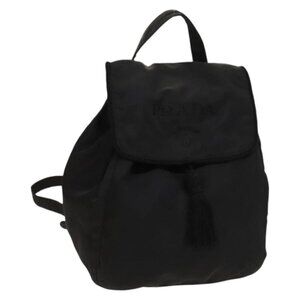PRADA Backpack Nylon Black Gold Auth bs27859